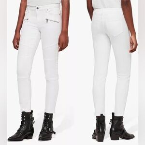 All Saints White Biker Cropped Moto Jeans W 29